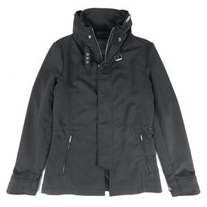 NEW Zara Man Woven Zip Front Moto Biker Jacket Packable Hoodie Small Gray Grunge